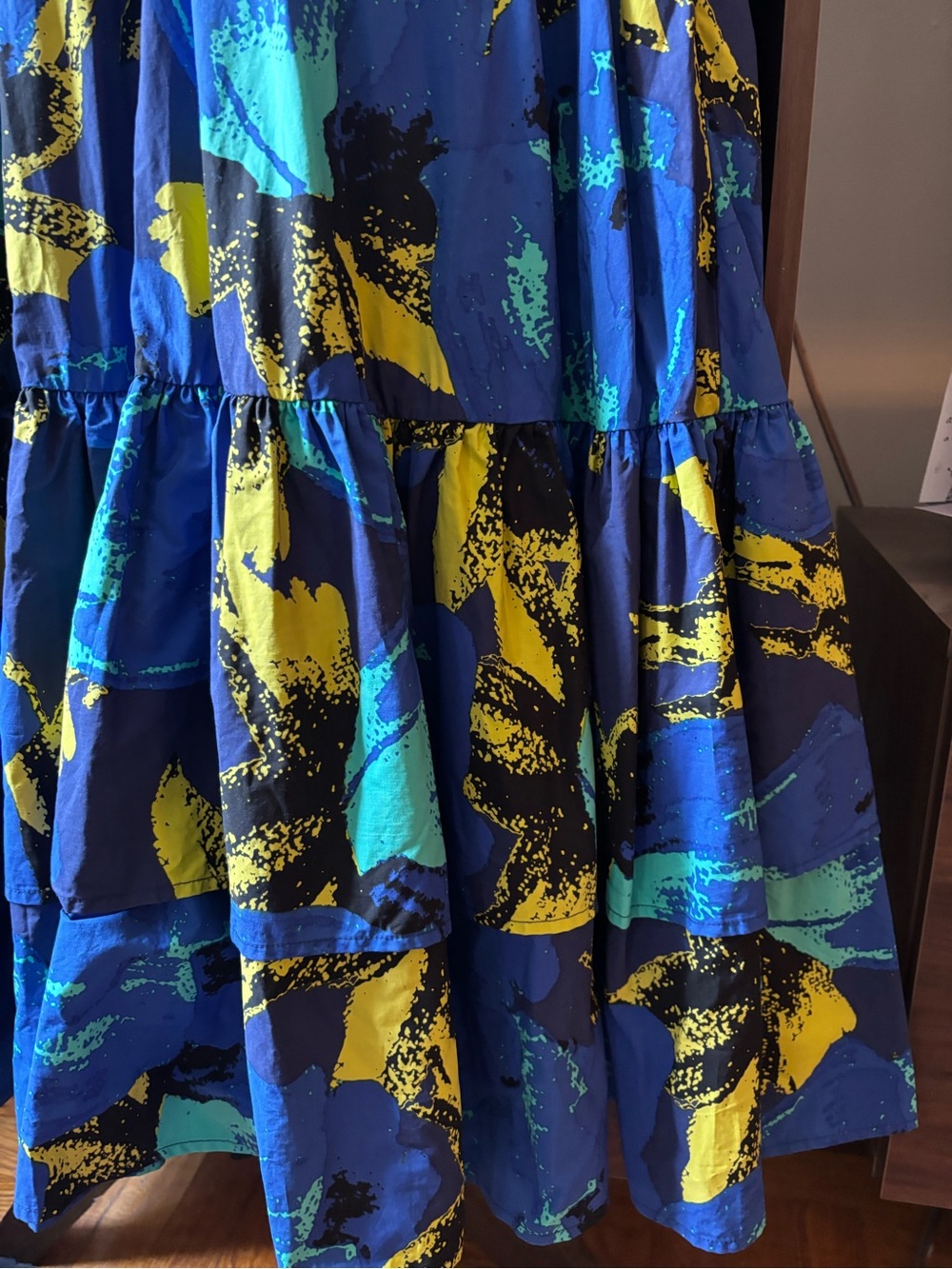 Christopher John Rogers Blue Maxi Dress with Yellow & Teal Print - Picture 5 of 8